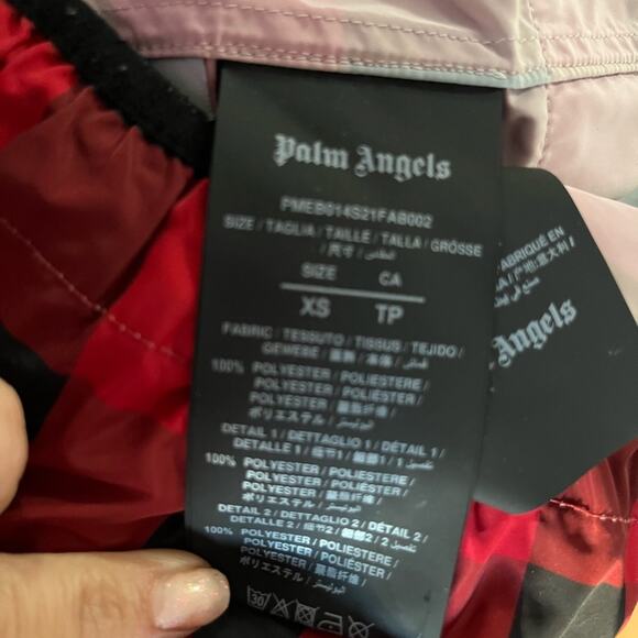 Palm Angels Buffalo Check Windbreaker Red Relaxed Athleisure Streetwear Mens XS - Picture 9 of 9